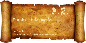 Mendel Rómeó névjegykártya